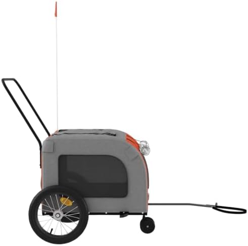 Pet Bike Trailer for Small Dogs, Foldable Bicycle Cargo Trailer with Quick-Release Wheels and Safety Flag, Orange and Gray