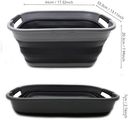 SAMMART 17.5L (4.6 Gallon) Collapsible/Foldable/Pop Up/Portable Washing Tub/Storage Basket, Water Capacity 13.5L/3.5 Gallon (2, Grey/Black (Set of 2))