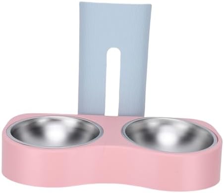Wall Mounted Dog Bowls, Raised Cat Double Stainless Steel Bowl, Elevated Food and Water Bowls Feeder Station with Durable Design, Ideal for Small Pets & Kitten Feeding (Blue Pink)