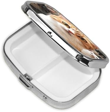 Pill Box Small Pill Case 2 Compartment Cute Medicine Organizer Funny Pet Cat Travel Pillbox Portable Pill Container Holder Vitamin Organizer to Hold Fish Oils Supplements