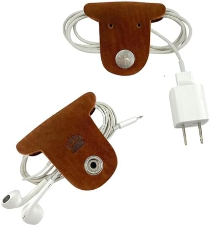 Taco Dog, Dog Cord Keeper Handmade from Full Grain Leather - Wrap Up Your Cables, Earbuds, Headphones, Chargers - Clip The Snaps Together for Easy Management and Travel - 2 Pack (Swayze Suede)