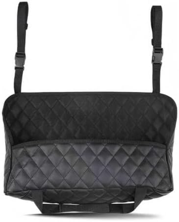 1 PC Car Purse Holder Between Seats, Front Seat Large Capacity Leather Storage Bag, Multi-functional Backseat Barrier Organizer, Auto Console Pocket, for Most Cars, Kids, Pets (Black #B)