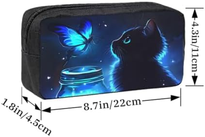 Black Cat Pattern Large Pencil Case, Durable Pen Bag Zipper Organizer Pouch for Office Travel for Women Men