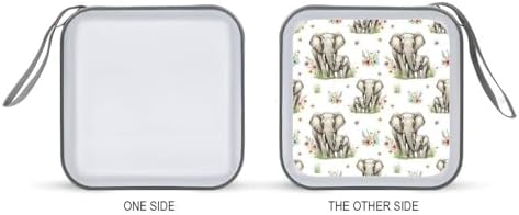 Portable CD Holder Case with Strap Elephants, 40-Capacity Hard Plastic Storage Binder, Protective Wallet for Car Office Travel