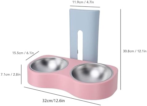 Wall Mounted Dog Bowls, Raised Cat Double Stainless Steel Bowl, Elevated Food and Water Bowls Feeder Station with Durable Design, Ideal for Small Pets & Kitten Feeding (Blue Pink)