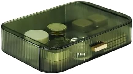 Stackable Cosmetics Organizer Drawers, Bathroom Vanity Makeup Organizers and Storage, Ideal for Desk and Dresser Countertops, Great for Palette, Skincare, Lipsticks, Nail Care. Green