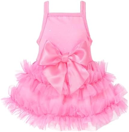 Fitwarm Sparkly Dog Tiered Dress, Fancy Dog Clothes for Small Dogs Girl, Bohemian Doggie Birthday Outfit, Pet Apparel, Pink, Medium