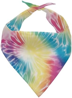 Howilath Dog Bandana with Rainbow Tie Dye Design, Adjustable Triangle Scarf for Small to Large Pets
