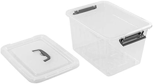 Farmoon 12 Quart Clear Latch Storage Bin with Lid and Grey Handle, 1 Pack