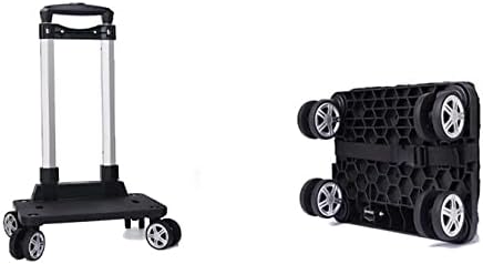 Portable Collapsible Grocery Cart 4/5 Wheel Aluminum Alloy Trolley Foldable Pulling Rod Carrier for Students Pet Bags Heavy Duty Load Bearing Easy Storage