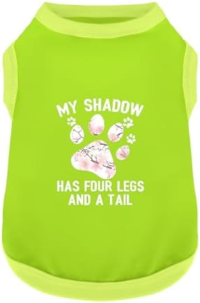 Discover Cozy Cotton Canine Wear: Soft, Lightweight, and Breathable Dog Shirt Vest with Eye-Catching Graphics (My Shadow HAS Four LESGS and A Tail), Keeping Your Furry Friend Warm! Green 3XL