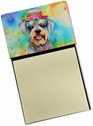 Caroline's Treasures Schnauzer Hippie Dawg Sticky Note Holder Refillable Dispenser Self-Sticky Note Pads, Memo Pads Blank Desk Accessories