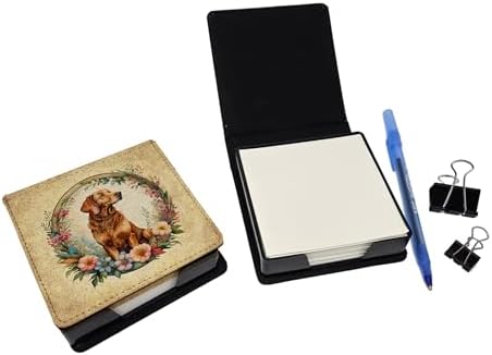 Caroline's Treasures Chesapeake Bay Retriever and Flowers PU Leather Note Paper Holder with Artist-Designed Cover, Desk Accessory, Office Gift