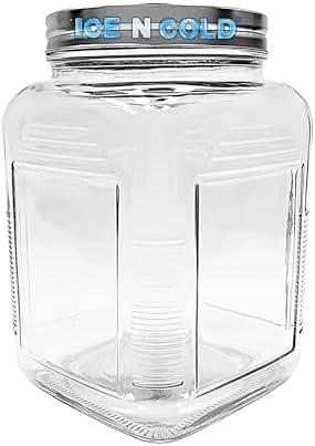 ICE N COLD 3-Liter Glass Storage Jar – 0.79 Gallon, 101 Oz, with Brushed Aluminum Lid (1)