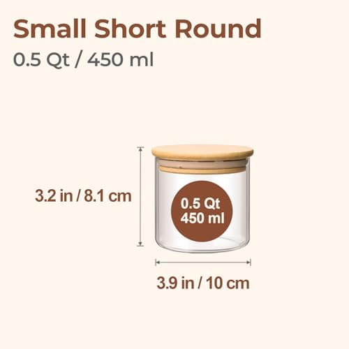 ComSaf Glass Storage Containers with Lids 0.5 Qt, 6 Pack Small Glass Jars | Small Glass Container, Spice Jar, Cookie, Candy, Family Snack Storage, Coffee Bar Organization, Size For Subpackage, BPA Free