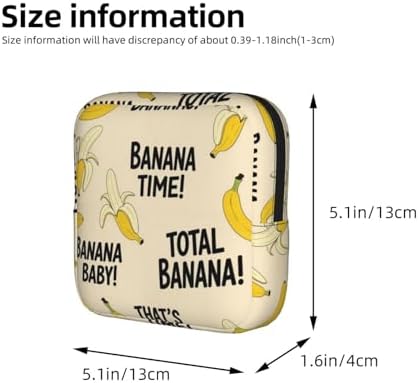Compact Portable Period Bag Yellow Banana, Polyester Sanitary Napkin Organizer with Zipper, Great Gift for Women Daily Outdoor