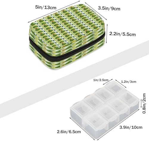 Pill Organizer Box Sage Green Avocado 7-Day Weekly Medicine Pill Case Travel Pill Container Portable Pill Holder Storage Purse Bag Small Compact Size for Vitamin Supplement Birth Control