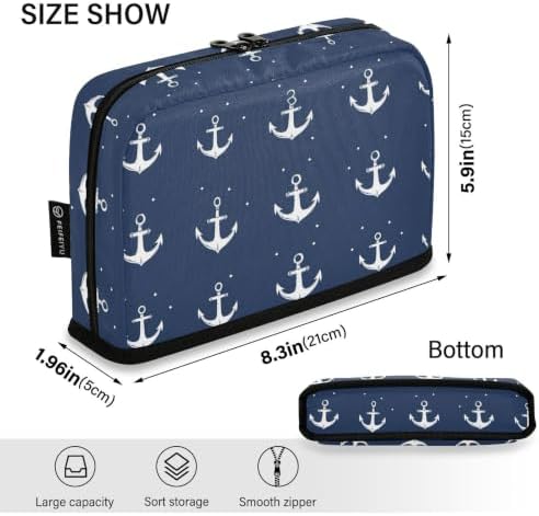 Small White Anchor Pencil Case for Kids Girls Boys | Large Pencil Pouch Pen Bag Holder with Big Capacity