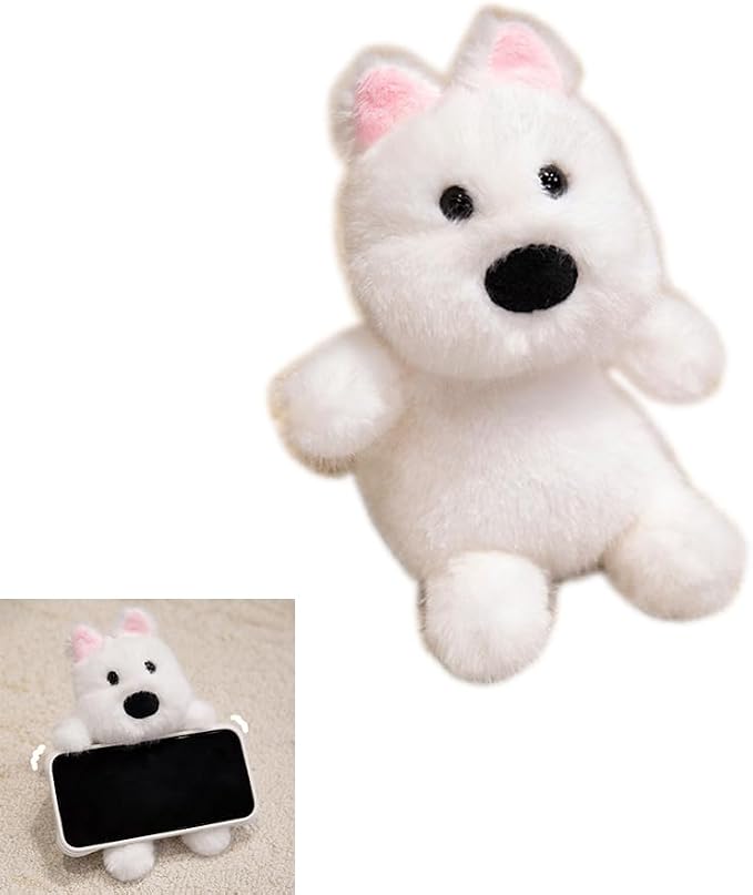 Cute Decoration Cell Phone Holder Stand for Desk, iPhone Mount for Accessories Gifts,Cool Desktop Decor Gadgets to Support Your Cellphone for Men Women Boys Girls to Carry On (west highland dog)