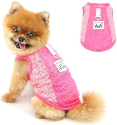PAIDEFUL Mesh Tank Top for Small Dogs, Pink, L