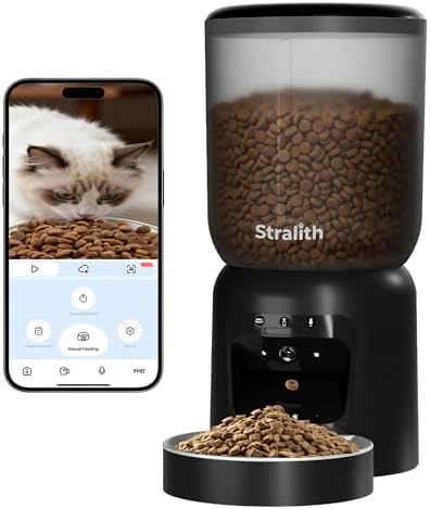 Automatic Cat Feeder with Camera, 5G WiFi Smart Pet Food Dispenser for Cats & Small Dogs, 6L Large Capacity Timed Auto Feeder with App Control, Night Vision, 2-Way Audio & Detachable Design