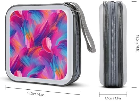Heavy-Duty DVD Holder Binder Purple Rainbow, 40-Disc Capacity Hard Plastic Case, Portable Storage Wallet for Music Movies