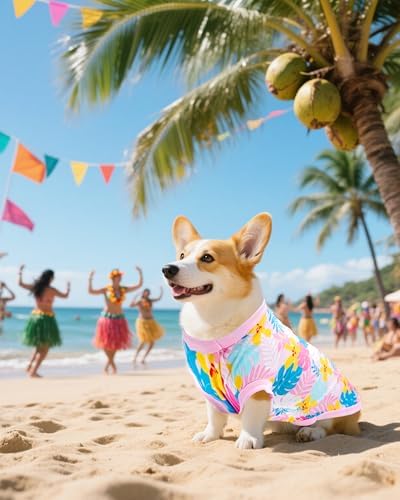 PET SHOW 4 Pack Dog Hawaiian Shirts for Medium Large Dogs UPF 50+ UV Sun Protection Summer Cool Clothes Tank Top Floral Dog T-Shirts Pet Holiday Party Sleeveless Vest Boy Girl(X-Large)