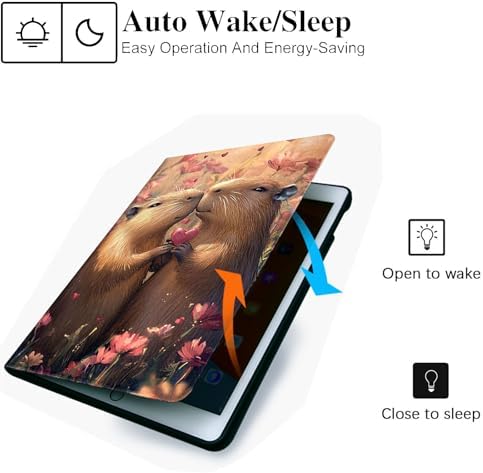 for Microsoft Surface Pro 8-13" 2021 Tablet Case,Auto Wake/Sleep,Adjustable Stand Protective Cover - Capybara Couple Heart