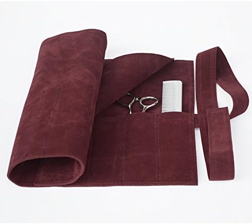 Creation Core Microfiber Fabric Salon Scissors Bag Roll Up Hair Tools Pouch for Stylist Barber Hairdressers, Purple