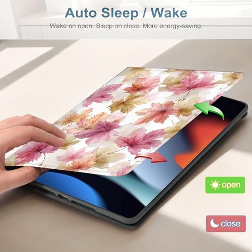 for Samsung Galaxy Tab E 9.6 Inch 2015 (SM-T560/T561/T567) Tablet Protective Cover with Adjustable Stand and Magnetic Auto Wake/Sleep,Maple Leaf Print