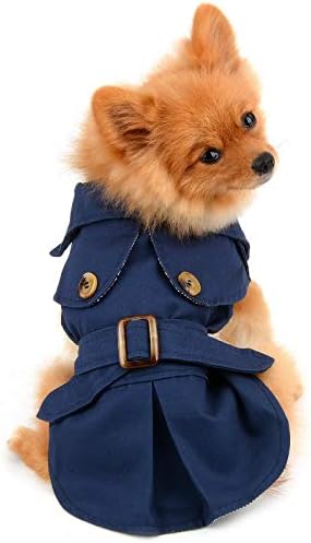 PAIDEFUL Trench Coat for Small Dogs, Blue, XL