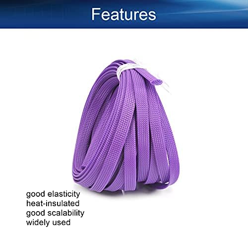 Bettomshin 1Pc 32.8Ft(10m) Cable Management Sleeve, 3/8"(10mm) Width PET Purple Cord Protector, Wire Loom Tube Insulated Split Sleeving for USB Cable Power Cord Organizer Video Cable Hider