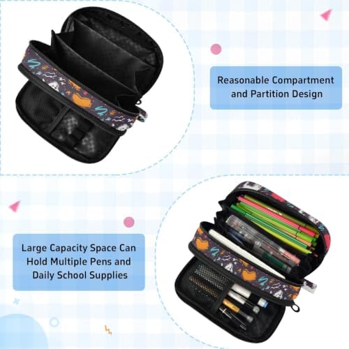 SUABO Pet Dog Graffiti Pencil Case Large Pen Box Holder | Large Capacity Pencil Pouch Stationery Bag with Compartments, Transparent PVC Layer, School Office Supplies for Kids Adults