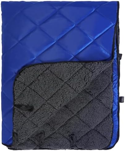 REDCAMP Large Camping Blanket with Sherpa Lining, Blue 79"x59" | Cold Weather Warm Thick Outdoor Blanket Comfy Foldable & Windproof for Camping Stadium,Car,Picnics,Pet,Trip,Machine Washable
