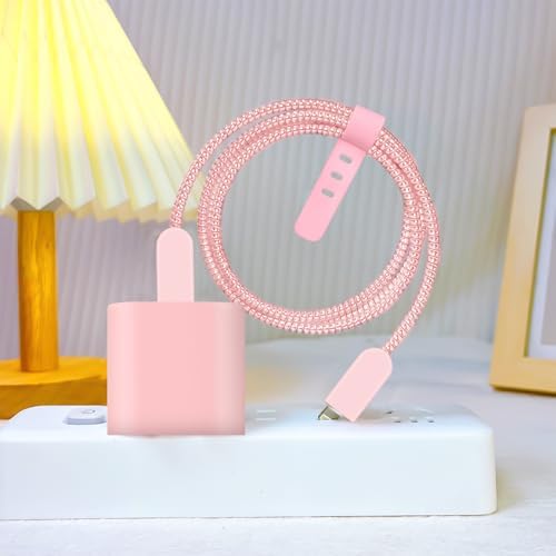 CameCosy Frosted Charger Cable Protector for iPhone 18W/20W Charger - Pink