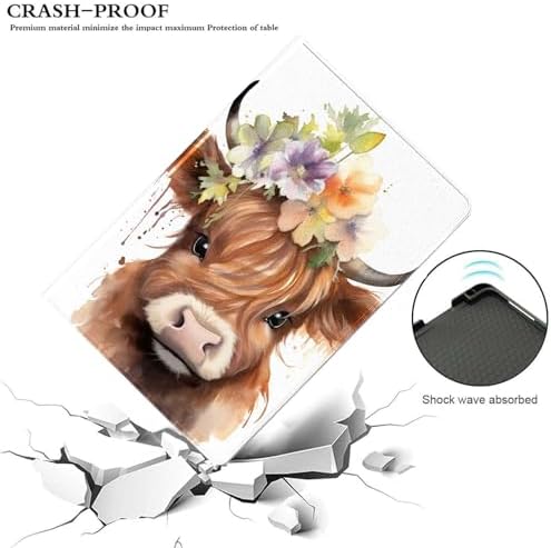 for Samsung Galaxy Tab S8 2022/Tab S7 2020 11" Tablet Case(Model SM-X700/X706/T870/T875/T878),Premium Leather Folio Stand Auto Wake/Sleep,Multiple Viewing Stand,Cute Highland Cow