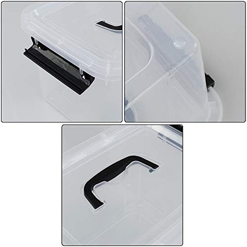Farmoon 6 Quart Clear Lidded Storage Bin, Plastic Container Box, 6 Packs