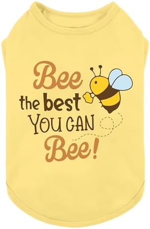 Fitwarm Bee the Best You Can Dog Shirt, Summer Clothes for Small Dogs Boy Girl, Funny Pet Outfit, Yellow, Brown, Blue, Large