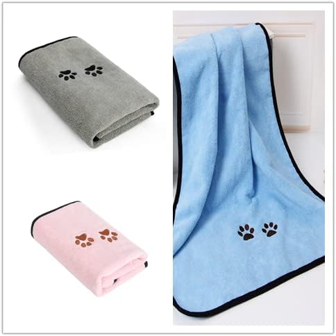 3Pieces Microfiber Pet Bath Towel Dog Towel.Dog Towel Soft Absorbent Drying for Small Medium Large Dogs and Cats with Great for Bathing and Grooming (35 x 20 Inch 3 Colors)