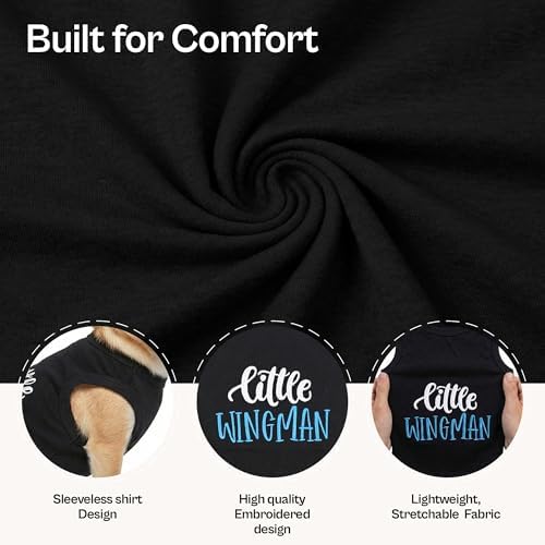 Parisian Pet Dog Shirt – 100% Cotton Shirts for Small Dogs – Sleeveless Black Puppy Vest – Lightweight and Breathable Pet Apparel – Funny Summer Boy Dog Clothes - Stretchy Cute T Shirts for Dogs
