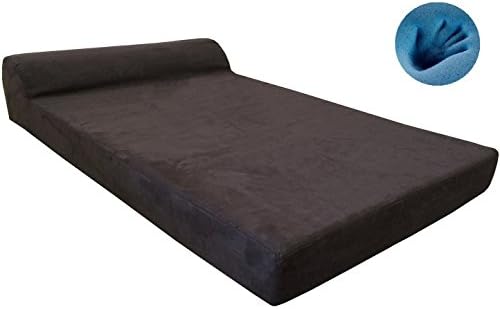 Dogbed4less Premium HeadRest Pillow Orthopedic Cool Memory Foam Dog Bed for Large Dogs, Waterproof Lining with Washable Suede Espresso Cover, Extra Large 47X29 Inches