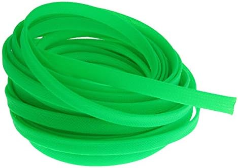 Bettomshin 1Pc 32.8Ft(10m) Cable Management Sleeve, 3/8"(10mm) Width PET Fluorescent Green Cord Protector, Wire Loom Tube Insulated Split Sleeving for USB Cable Power Cord Organizer Video Cable Hider