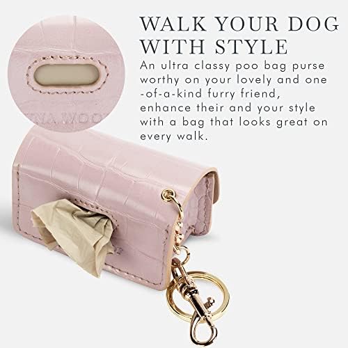 Nina Woof Leather Poop Bag Holder- Versatile Vegan Leather Waste Bag Holder for Dog Poop, Accessories, & Leash, Reusable Pet Waste, Trash, Pet Diaper & Poop Bags Small Pouch Holder (Lilac)