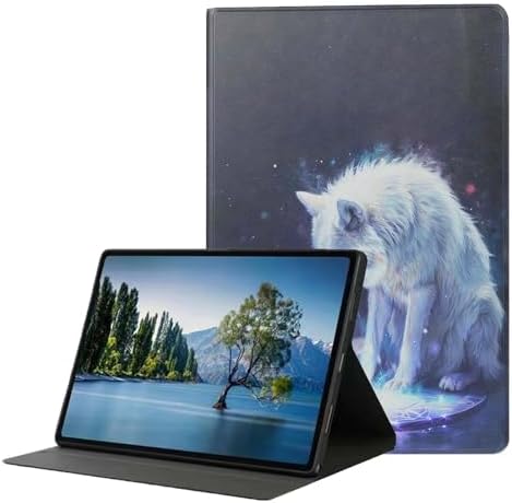 for Samsung Galaxy Tab S9 Plus/S9 FE Plus 5G 12.4 Inch 2023 Tablet Case,Premium Leather Folio Stand Auto Wake/Sleep,Multiple Viewing Stand,White Wolf