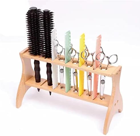 Duiaynke Wood Scissors Holder Scissors Rack Lightweight Scissors Storage Holder for Combs Barber Tools Pet Grooming Salon Hair Stylist
