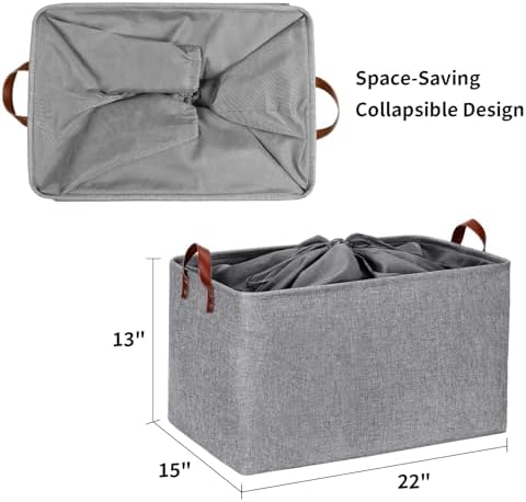 DULLEMELO Extra Large Grey Basket for Organizing, Collapsible Fabric Storage Basket with Handles, 70L Oversized Storage Bin, Large Closet Toys Blanket Organizer for Living Room, Laundry, Nursery