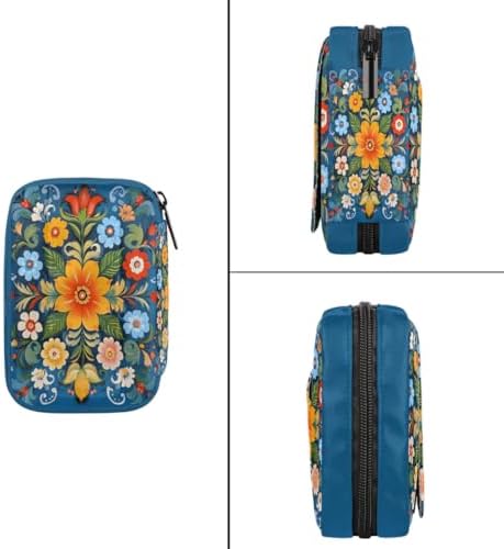 Pill Organizer Box Flowers Floral Tile 7-Day Weekly Medicine Pill Case Travel Pill Container Portable Pill Holder Storage Purse Bag Small Compact Size for Vitamin Supplement Birth Control