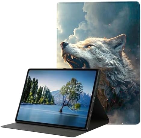 for Samsung Galaxy Tab A 8.4 Tablet Case SM-T307,Premium Leather Folio Stand Auto Wake/Sleep,Multiple Viewing Stand,Wolf Roaring