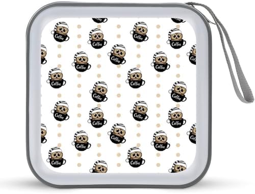 Portable 40-Capacity DVD Storage Binder Colorful Owl, Hard Case CD Holder with Zipper, Organizer for Music Movies Game Discs