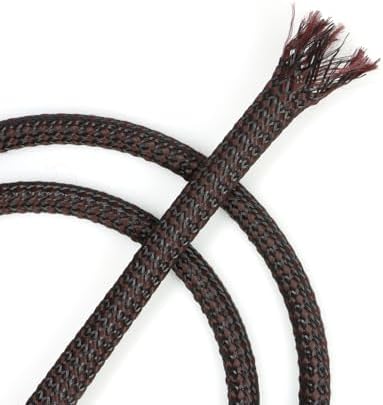 Expandable Braided Cable Sleeve, PP Yarn + PET Braided Expandable Sleeving Cable Management Protection High Density PET Wire Cover Sheath for Cables (Brown Black, 12mm (15/32")-19ft)